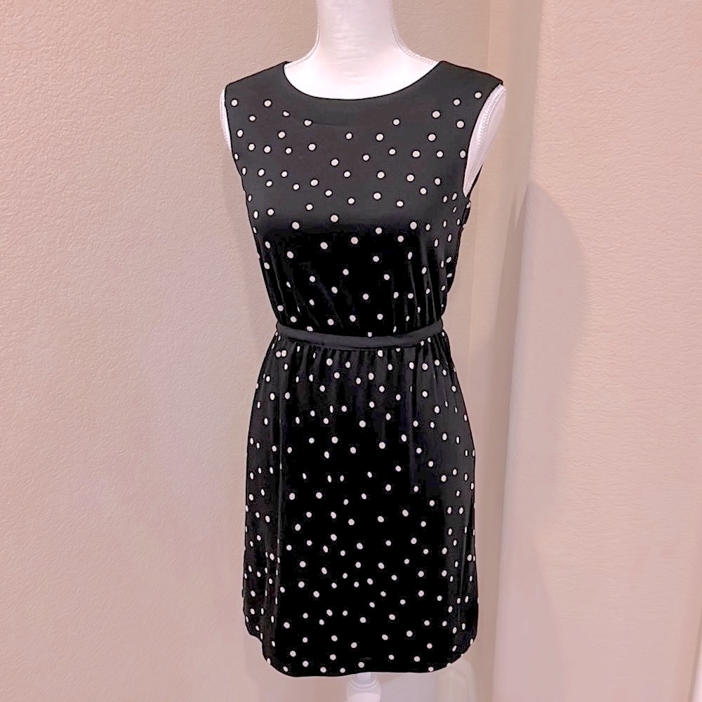 NEW LOFT Sleeveless Polka Dot Jersey Knit Dress XS Petite